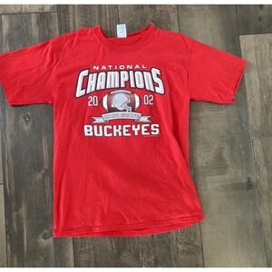 Ohio State Buckeyes T Shirt National Champions 2002 Size Large Short Sleeve Red